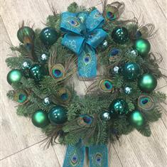 Peacock Majesty Christmas Wreath