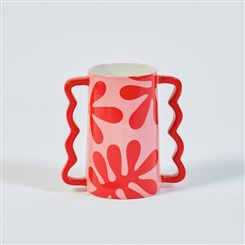 Vibrant Ceramic Vase with Decorative Handles