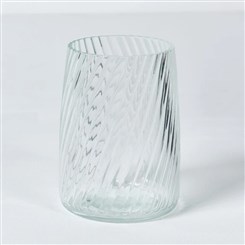 Clear Glass Vase with Ribbed Pattern